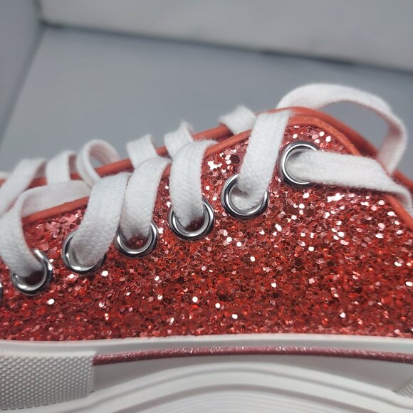 ALEXANDER MCQUEEN Glitter Low Top Sparkle Pink Platform Chunky Sneaker - Picture 12 of 13